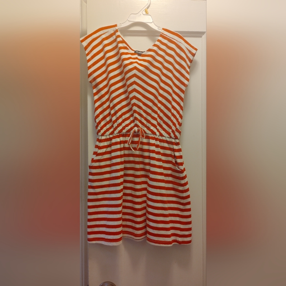 Striped Red and White And Blue  Kids Casual Dress